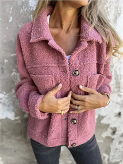 Women's Lapel Single Breasted Lamb Wool Coat