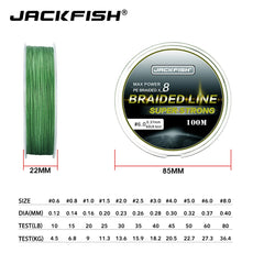 100m 8 Strand PE Braided Fishing Line 10-80lb Multifilament Fishing Lines