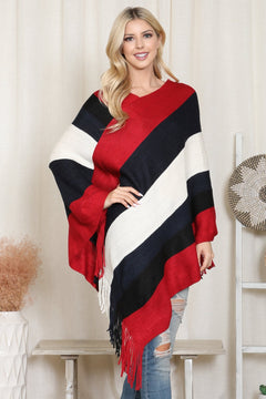 Block Fringe Poncho