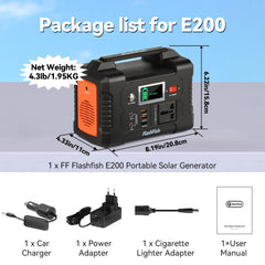 110V Portable Power Station Solar Generator AC 200W 151WH Battery