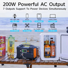 110V Portable Power Station Solar Generator AC 200W 151WH Battery