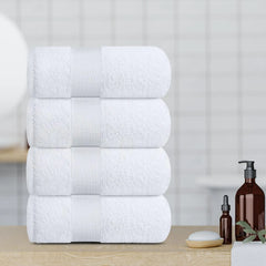 Resort Collection Soft Bath Towels 28x55 in 4 Pack WhiteLuxury Hotel Plush &