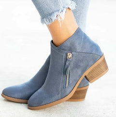 Chunky Heel Side Ankle Boots