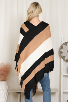 Block Fringe Poncho