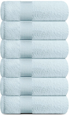 Resort Collection Soft Hand Towels 16x27 in 6 Pack Light Blue Luxury Hotel