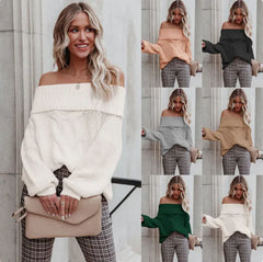 Women's Chic Off-Shoulder Cable Knit Sweater