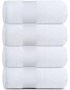 Resort Collection Soft Bath Towels 28x55 in 4 Pack WhiteLuxury Hotel Plush &