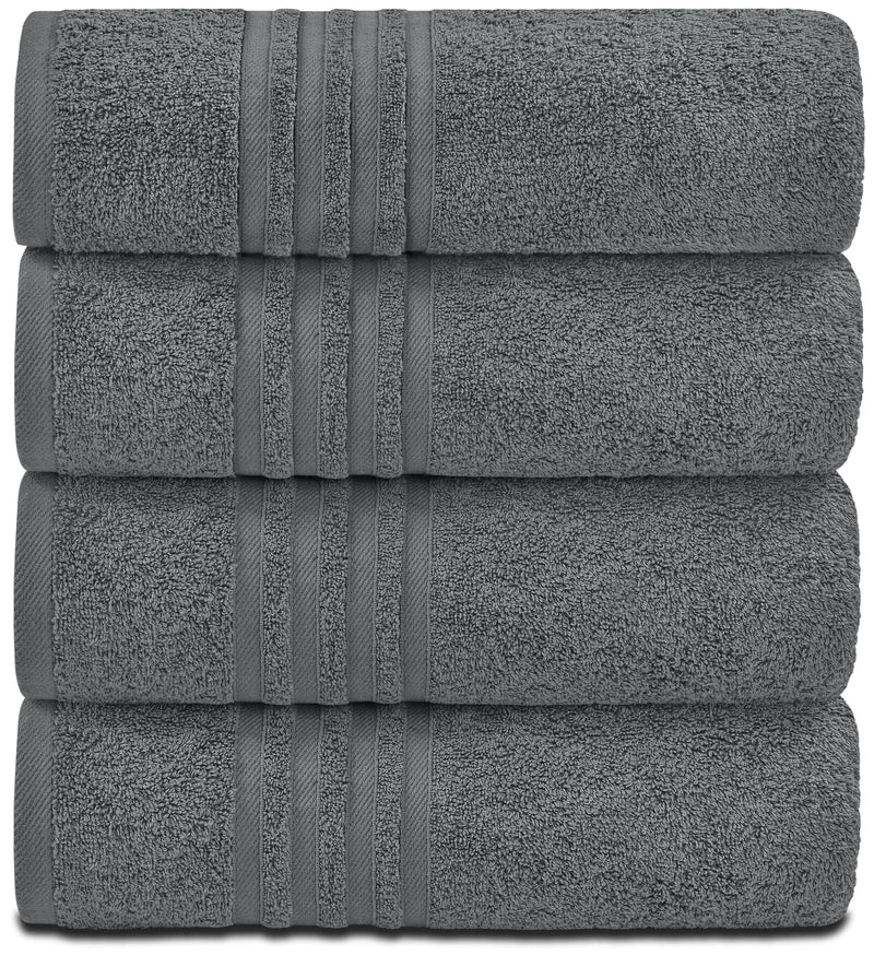 Wealuxe Grey Bath Towels Set of 4 Cotton 27x54 Inch Body Towel for Hotel Gym