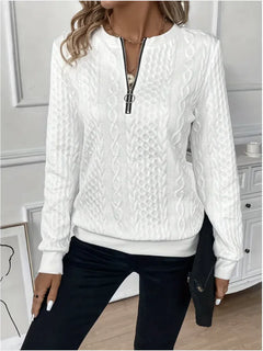 Women's Half-Sleeve Pullover Sweater with Zipper